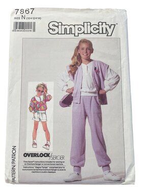 Vintage 80s Simplicity 7867 Pattern Size 10 12 14 Top Vest Pants Shorts CUT
